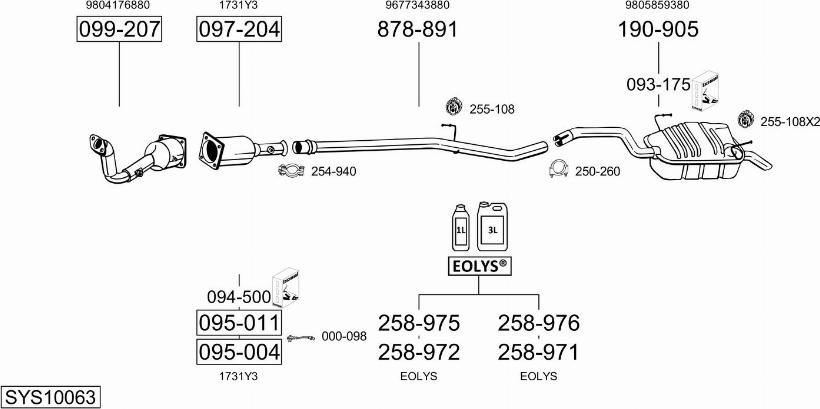 Bosal SYS10063 - Система випуску ОГ autocars.com.ua
