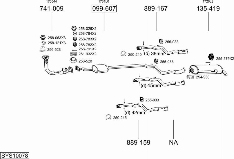 Bosal SYS10078 - Система випуску ОГ autocars.com.ua