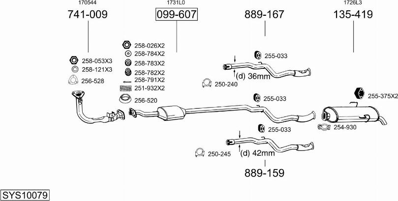 Bosal SYS10079 - Система випуску ОГ autocars.com.ua