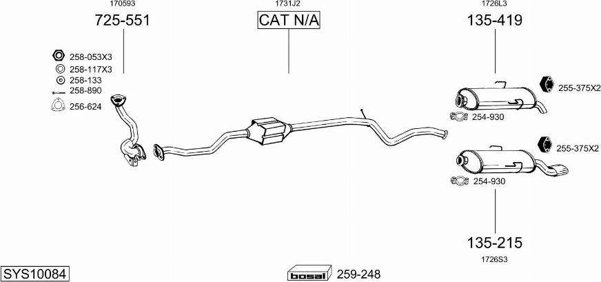 Bosal SYS10084 - Система випуску ОГ autocars.com.ua