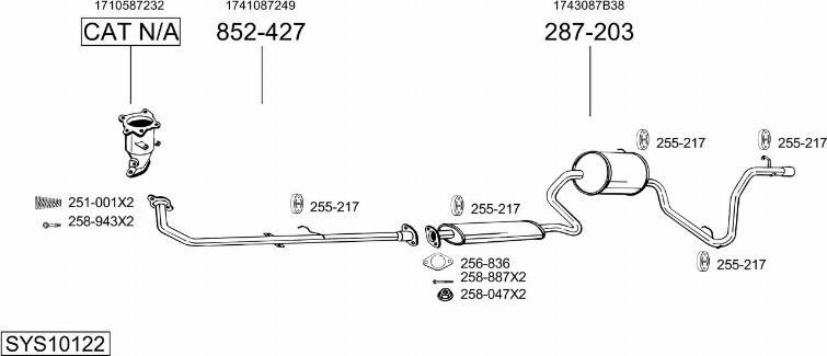 Bosal SYS10122 - Система випуску ОГ autocars.com.ua