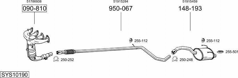 Bosal SYS10190 - Система випуску ОГ autocars.com.ua