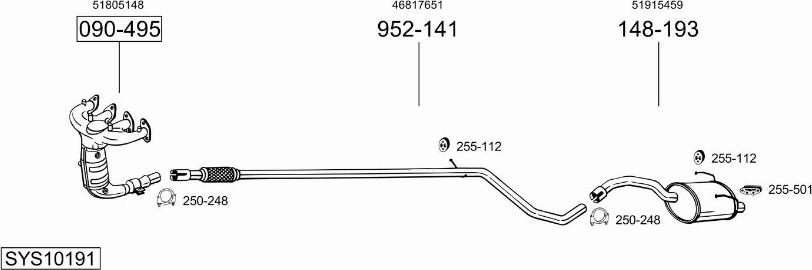 Bosal SYS10191 - Система випуску ОГ autocars.com.ua