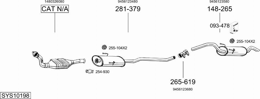 Bosal SYS10198 - Система випуску ОГ autocars.com.ua