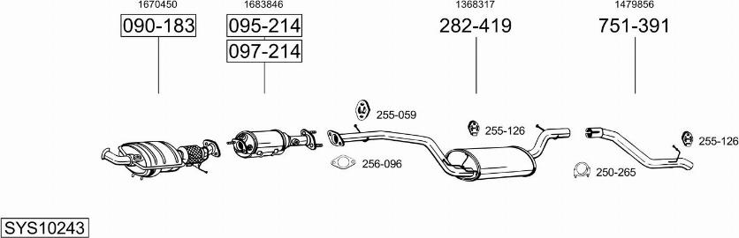 Bosal SYS10243 - Система випуску ОГ autocars.com.ua