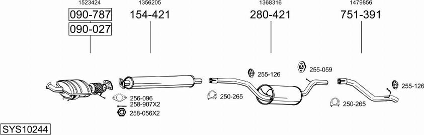 Bosal SYS10244 - Система випуску ОГ autocars.com.ua