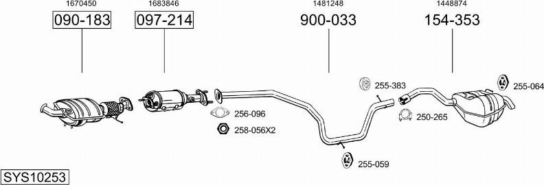 Bosal SYS10253 - Система випуску ОГ autocars.com.ua