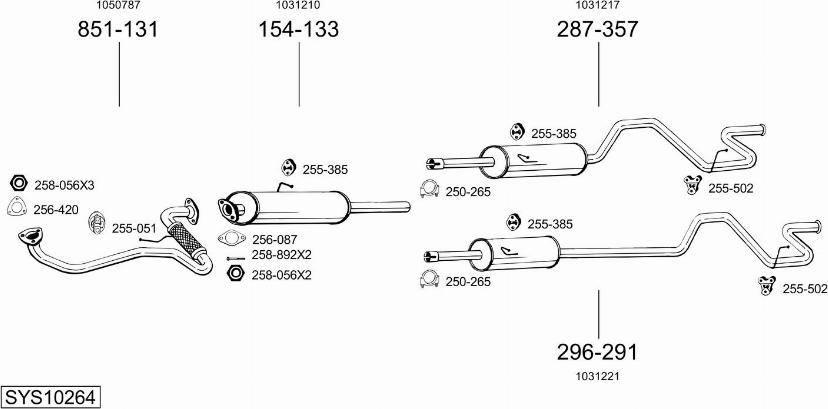 Bosal SYS10264 - Система випуску ОГ autocars.com.ua