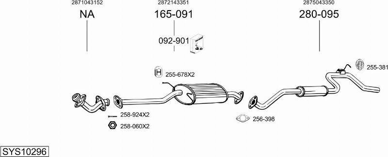 Bosal SYS10296 - Система выпуска ОГ avtokuzovplus.com.ua