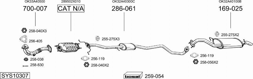 Bosal SYS10307 - Система випуску ОГ autocars.com.ua