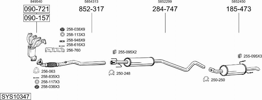 Bosal SYS10347 - Система випуску ОГ autocars.com.ua