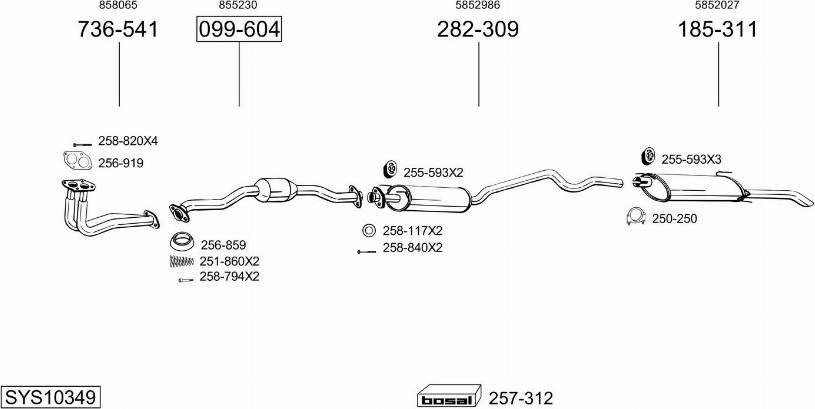 Bosal SYS10349 - Система випуску ОГ autocars.com.ua