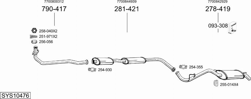 Bosal SYS10476 - Система випуску ОГ autocars.com.ua