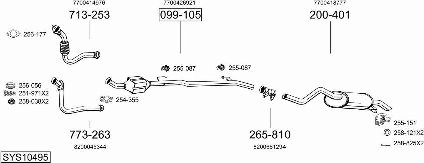 Bosal SYS10495 - Система випуску ОГ autocars.com.ua
