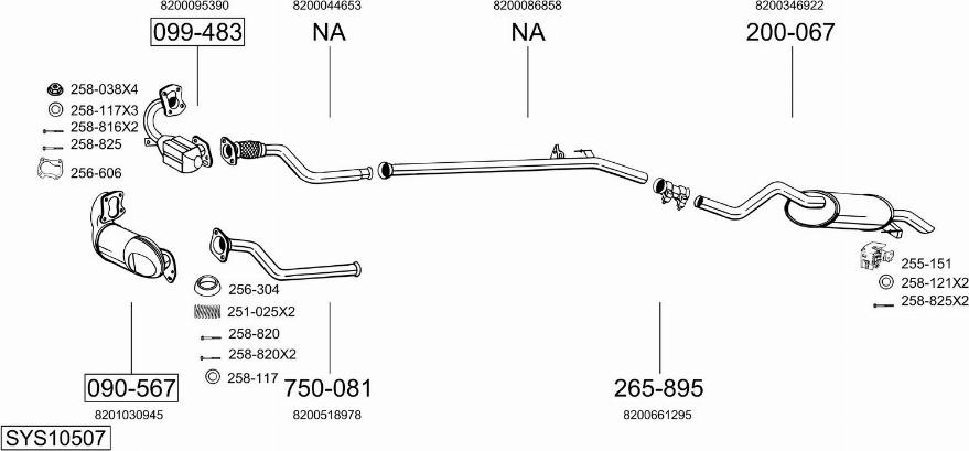 Bosal SYS10507 - Система випуску ОГ autocars.com.ua