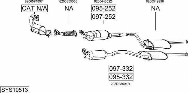 Bosal SYS10513 - Система випуску ОГ autocars.com.ua