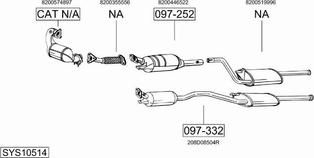 Bosal SYS10514 - Система випуску ОГ autocars.com.ua