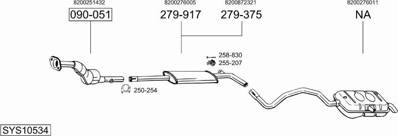 Bosal SYS10534 - Система випуску ОГ autocars.com.ua