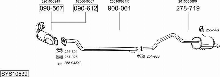 Bosal SYS10539 - Система випуску ОГ autocars.com.ua