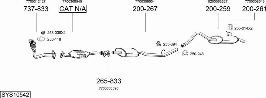 Bosal SYS10542 - Система випуску ОГ autocars.com.ua