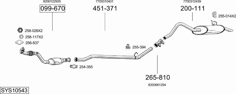 Bosal SYS10543 - Система випуску ОГ autocars.com.ua