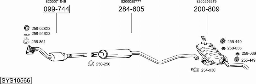 Bosal SYS10566 - Система випуску ОГ autocars.com.ua