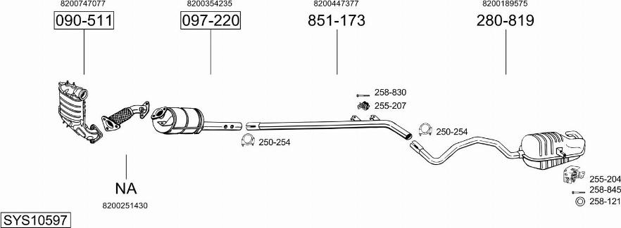 Bosal SYS10597 - Система випуску ОГ autocars.com.ua