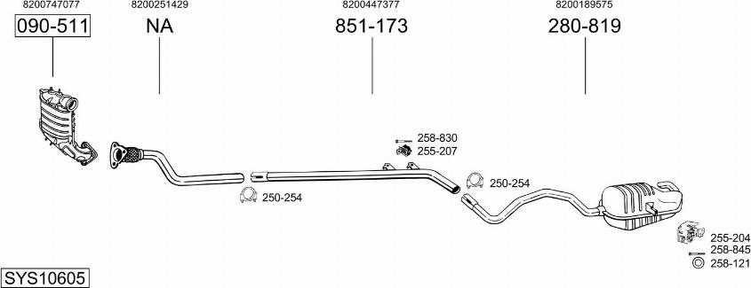Bosal SYS10605 - Система випуску ОГ autocars.com.ua