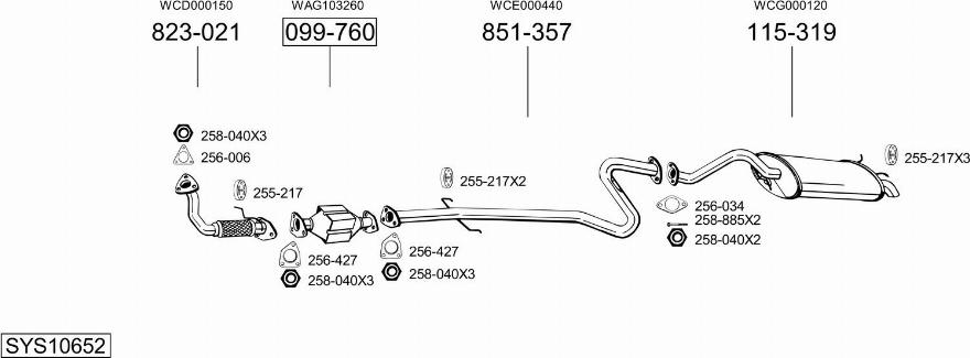 Bosal SYS10652 - Система випуску ОГ autocars.com.ua