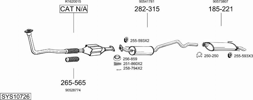 Bosal SYS10726 - Система випуску ОГ autocars.com.ua