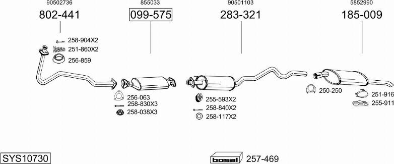 Bosal SYS10730 - Система випуску ОГ autocars.com.ua