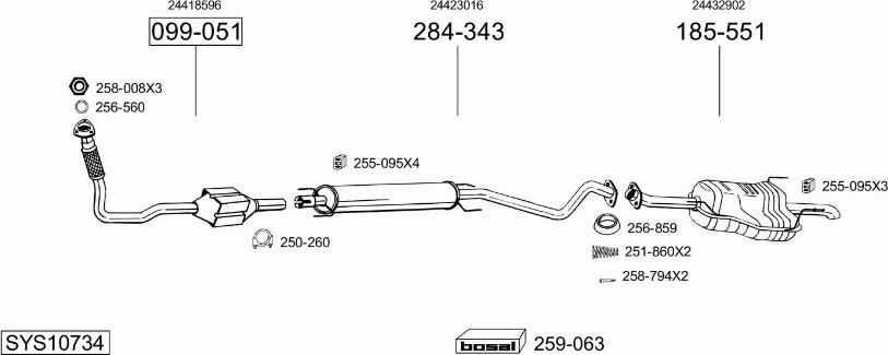 Bosal SYS10734 - Система випуску ОГ autocars.com.ua