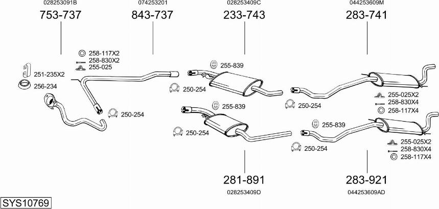 Bosal SYS10769 - Система випуску ОГ autocars.com.ua