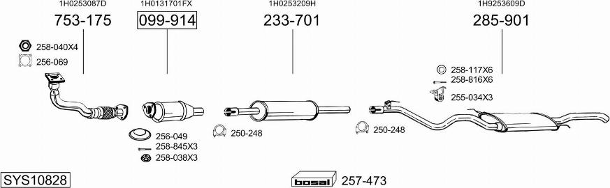 Bosal SYS10828 - Система випуску ОГ autocars.com.ua