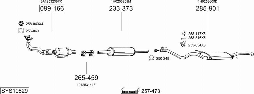 Bosal SYS10829 - Система випуску ОГ autocars.com.ua