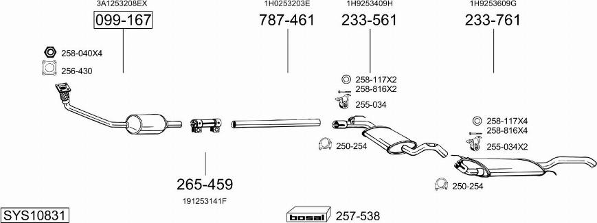 Bosal SYS10831 - Система випуску ОГ autocars.com.ua