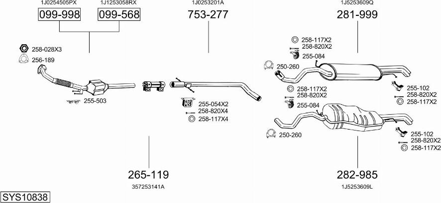 Bosal SYS10838 - Система випуску ОГ autocars.com.ua