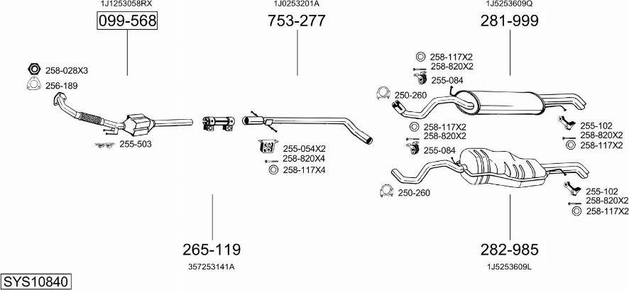 Bosal SYS10840 - Система выпуска ОГ avtokuzovplus.com.ua