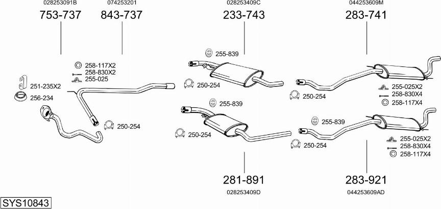 Bosal SYS10843 - Система випуску ОГ autocars.com.ua