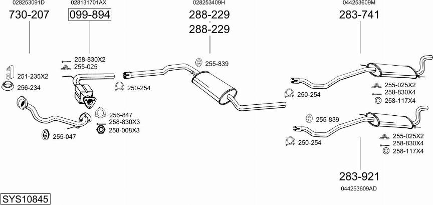 Bosal SYS10845 - Система випуску ОГ autocars.com.ua