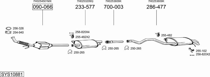 Bosal SYS10881 - Система випуску ОГ autocars.com.ua