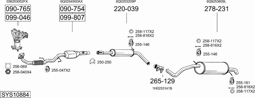 Bosal SYS10884 - Система випуску ОГ autocars.com.ua