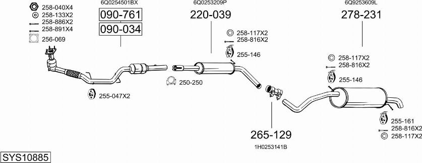 Bosal SYS10885 - Система випуску ОГ autocars.com.ua