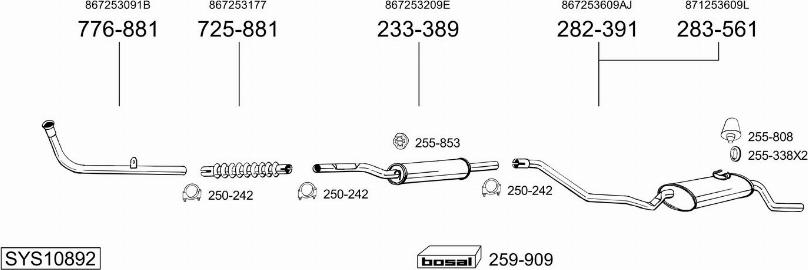 Bosal SYS10892 - Система випуску ОГ autocars.com.ua