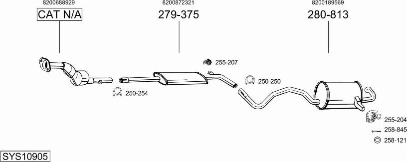 Bosal SYS10905 - Система випуску ОГ autocars.com.ua