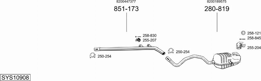 Bosal SYS10908 - Система випуску ОГ autocars.com.ua