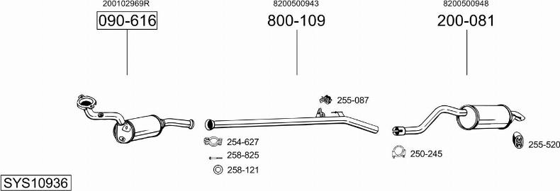 Bosal SYS10936 - Система випуску ОГ autocars.com.ua