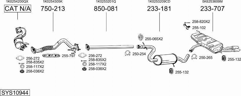 Bosal SYS10944 - Система випуску ОГ autocars.com.ua