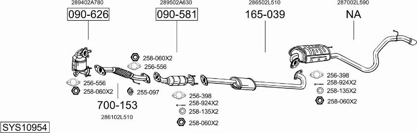 Bosal SYS10954 - Система выпуска ОГ avtokuzovplus.com.ua