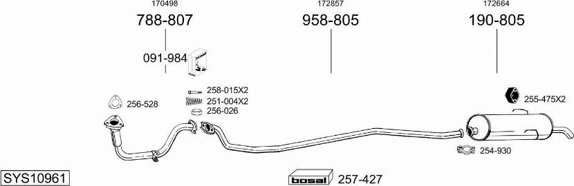 Bosal SYS10961 - Система випуску ОГ autocars.com.ua